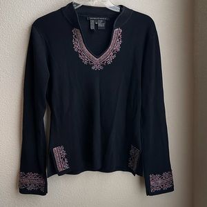 Michelle Nicole Blouse Embroidered Beaded Top M
